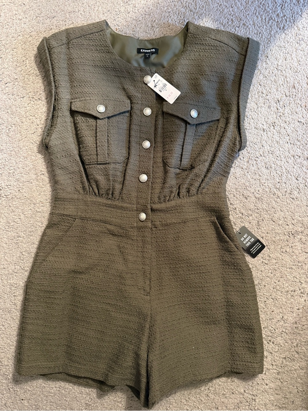NWT Express Tweed one Piece Size Medium in Olive Green